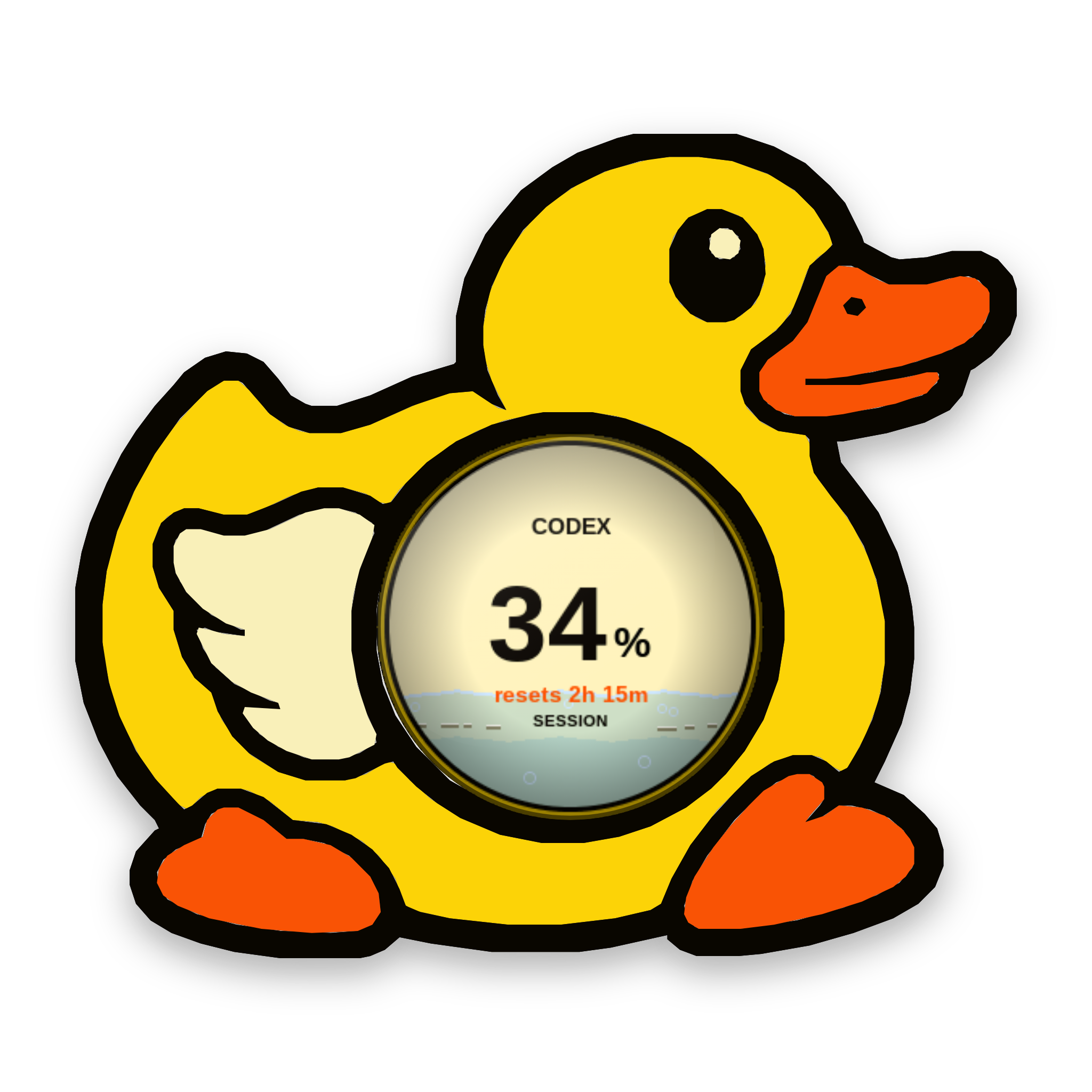 Griftmeter Rubber Duck desk gauge showing a live session reading