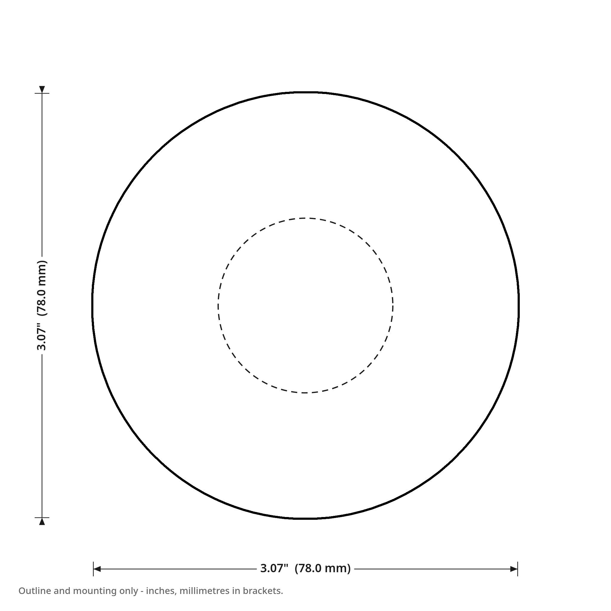 Griftmeter Emoji dimension drawing, 1.81 inches square