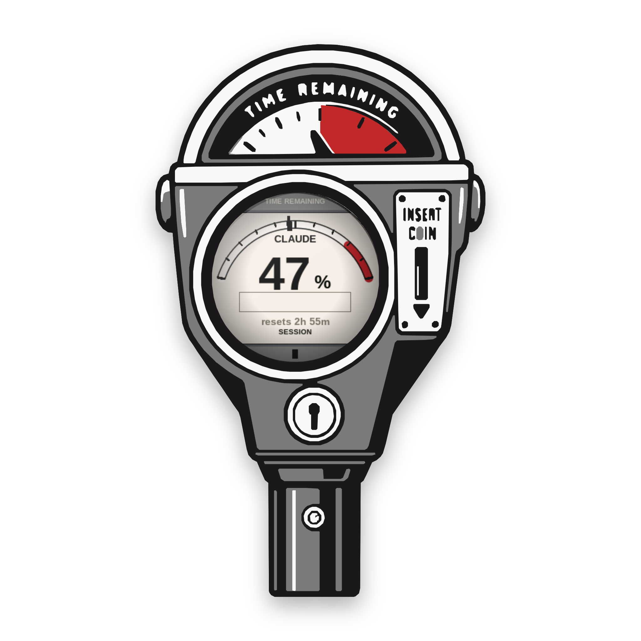 Griftmeter Parking Meter desk gauge showing a live session reading