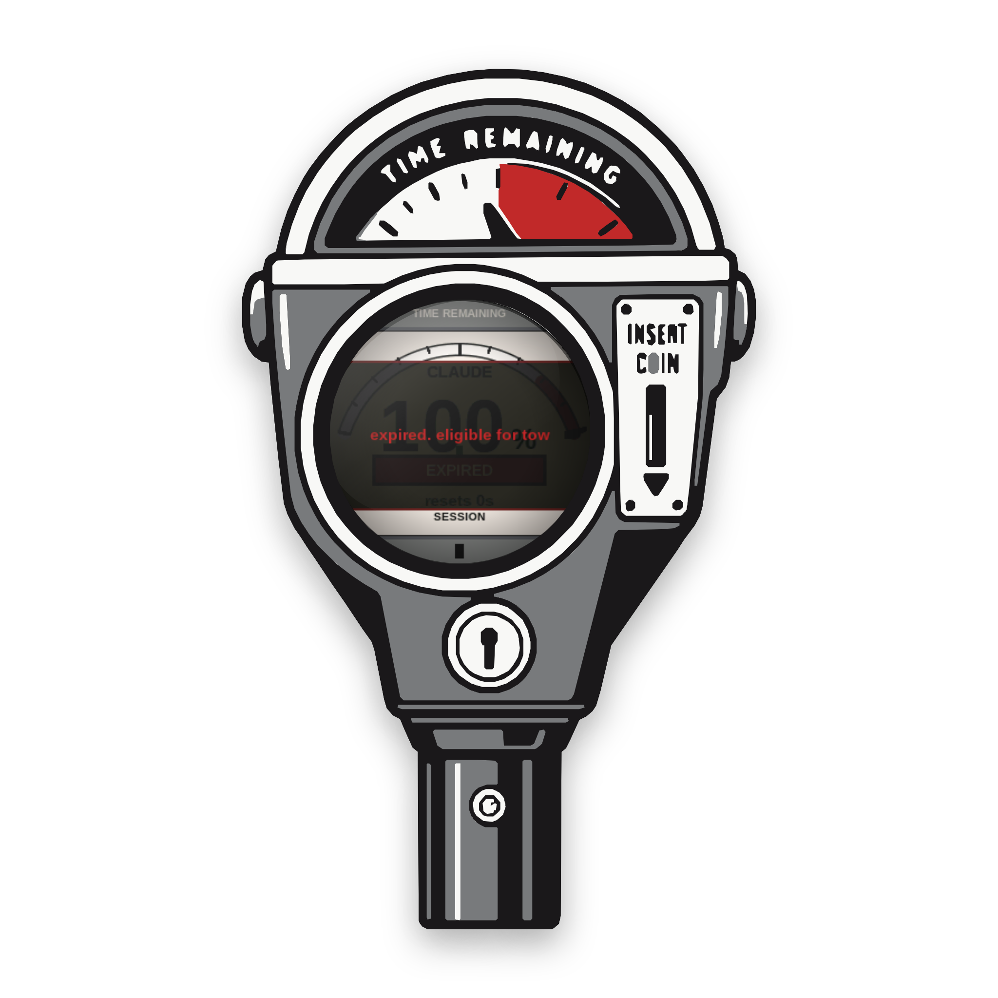 Griftmeter Parking Meter with a line of snark on screen