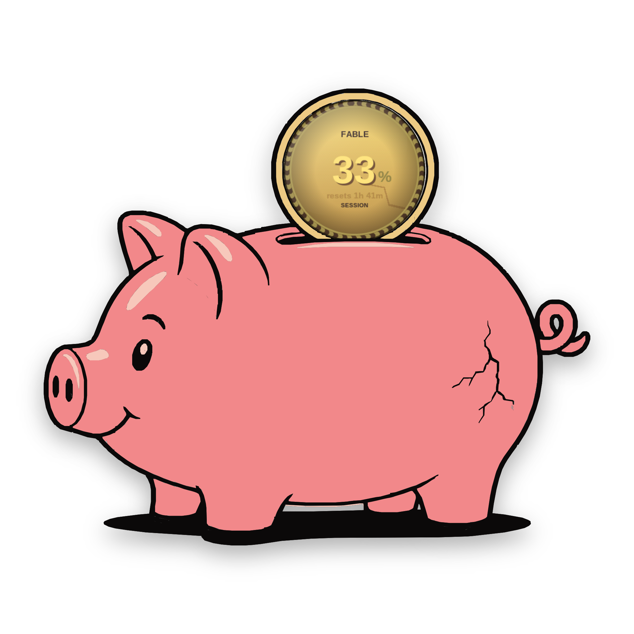 Griftmeter Piggy Bank desk gauge showing a live session reading