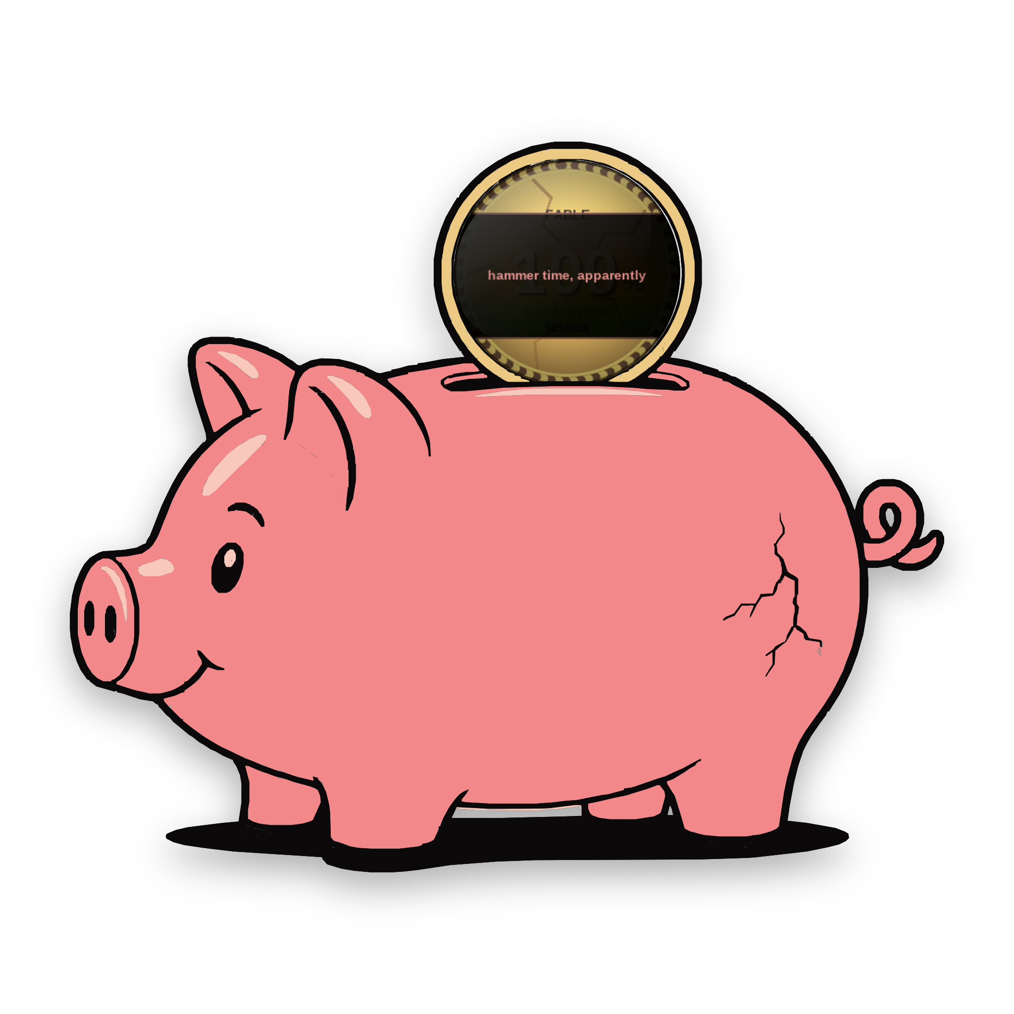 Griftmeter Piggy Bank with a line of snark on screen