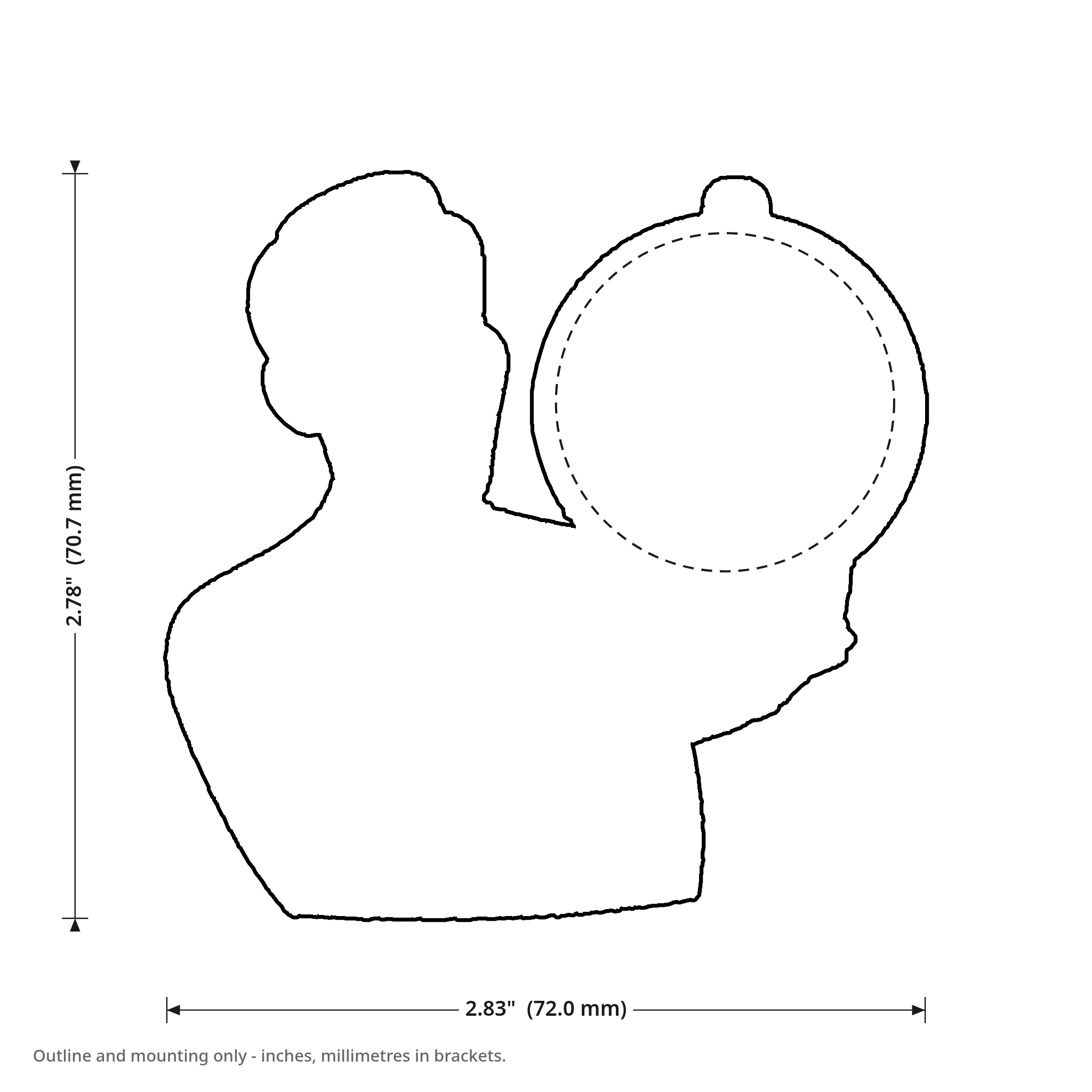 Griftmeter Salesman dimension drawing, 2.83 by 2.78 inches
