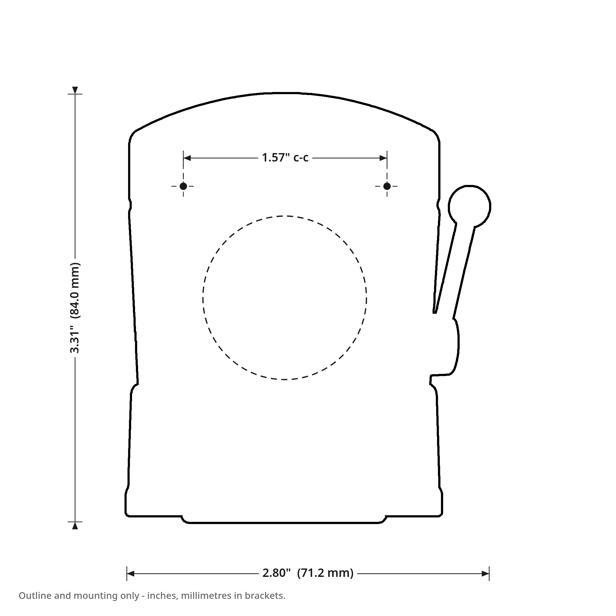 Griftmeter Slot Machine dimension drawing, 2.80 by 3.31 inches