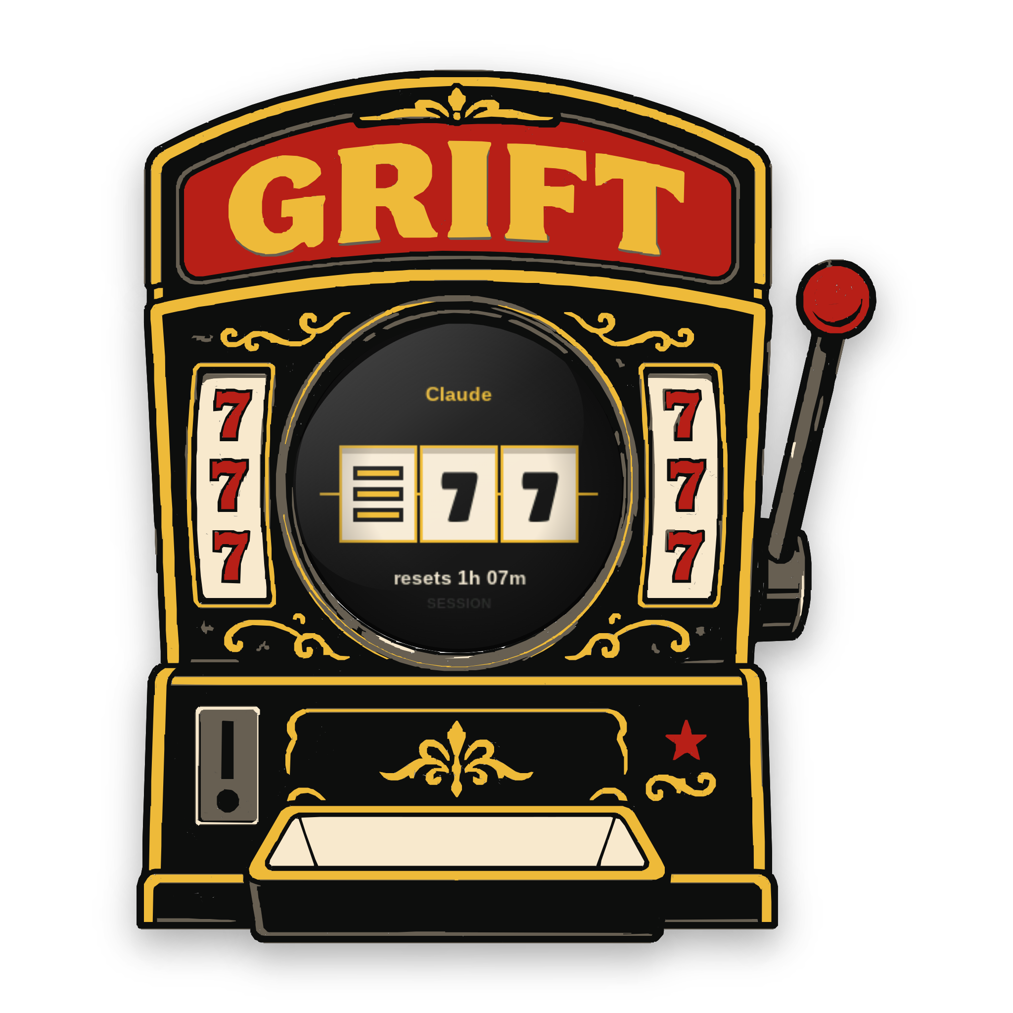 Griftmeter Slot Machine desk gauge showing a live session reading