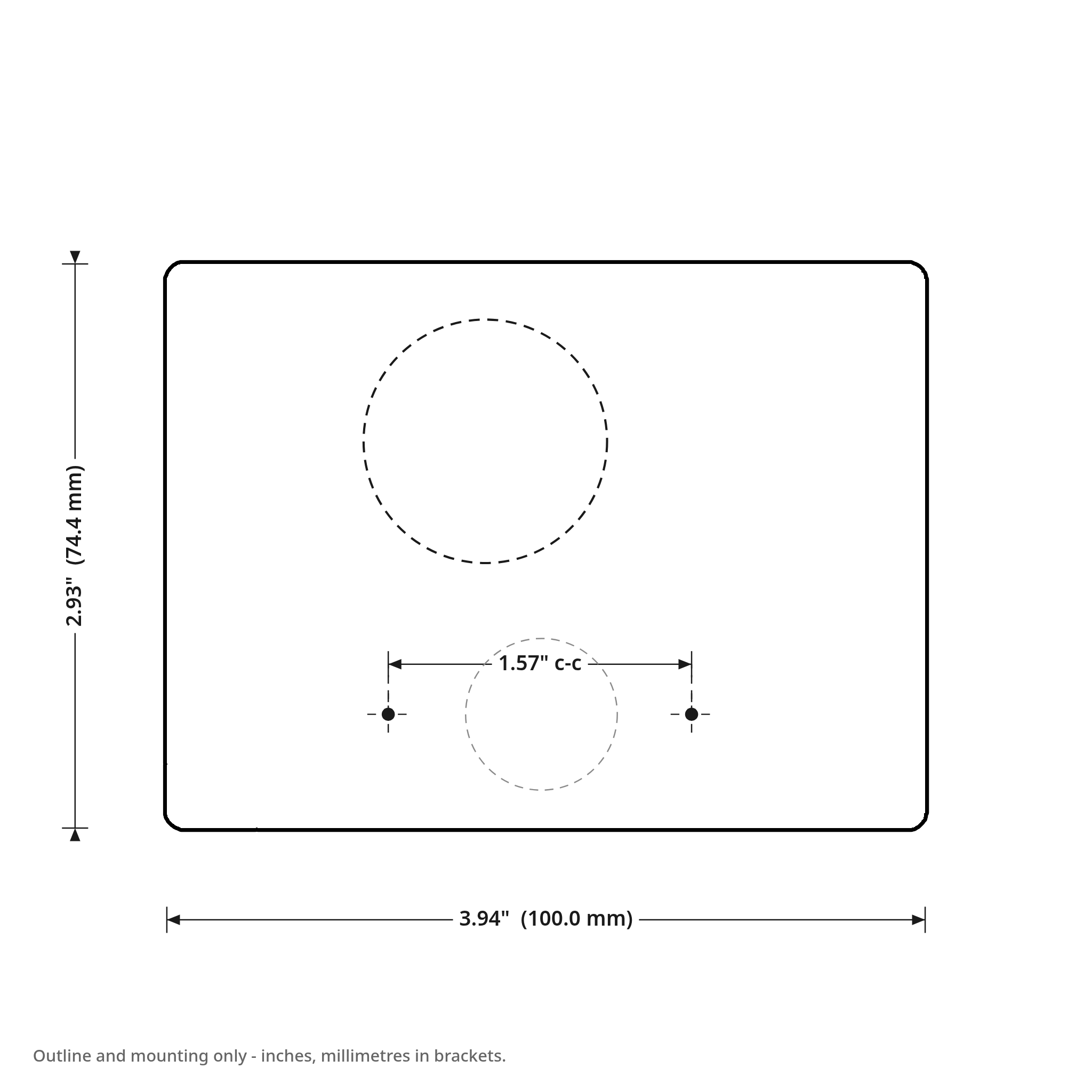 Griftmeter Soyjak dimension drawing, 3.94 by 2.93 inches
