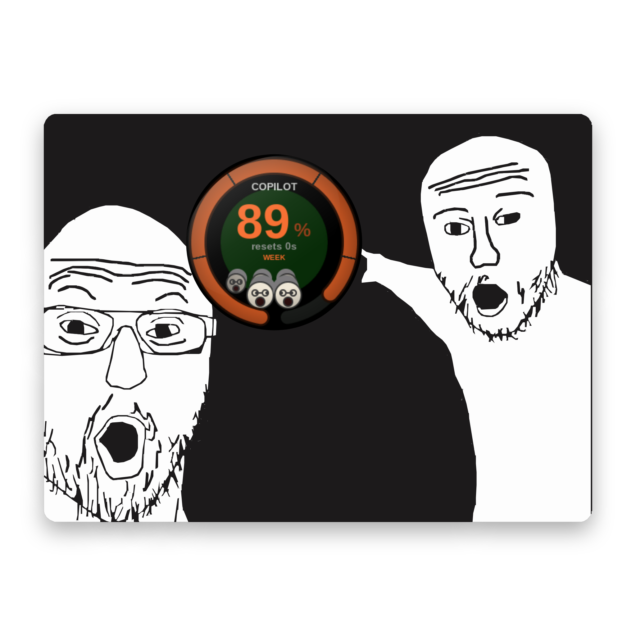Griftmeter Soyjak desk gauge showing a live session reading