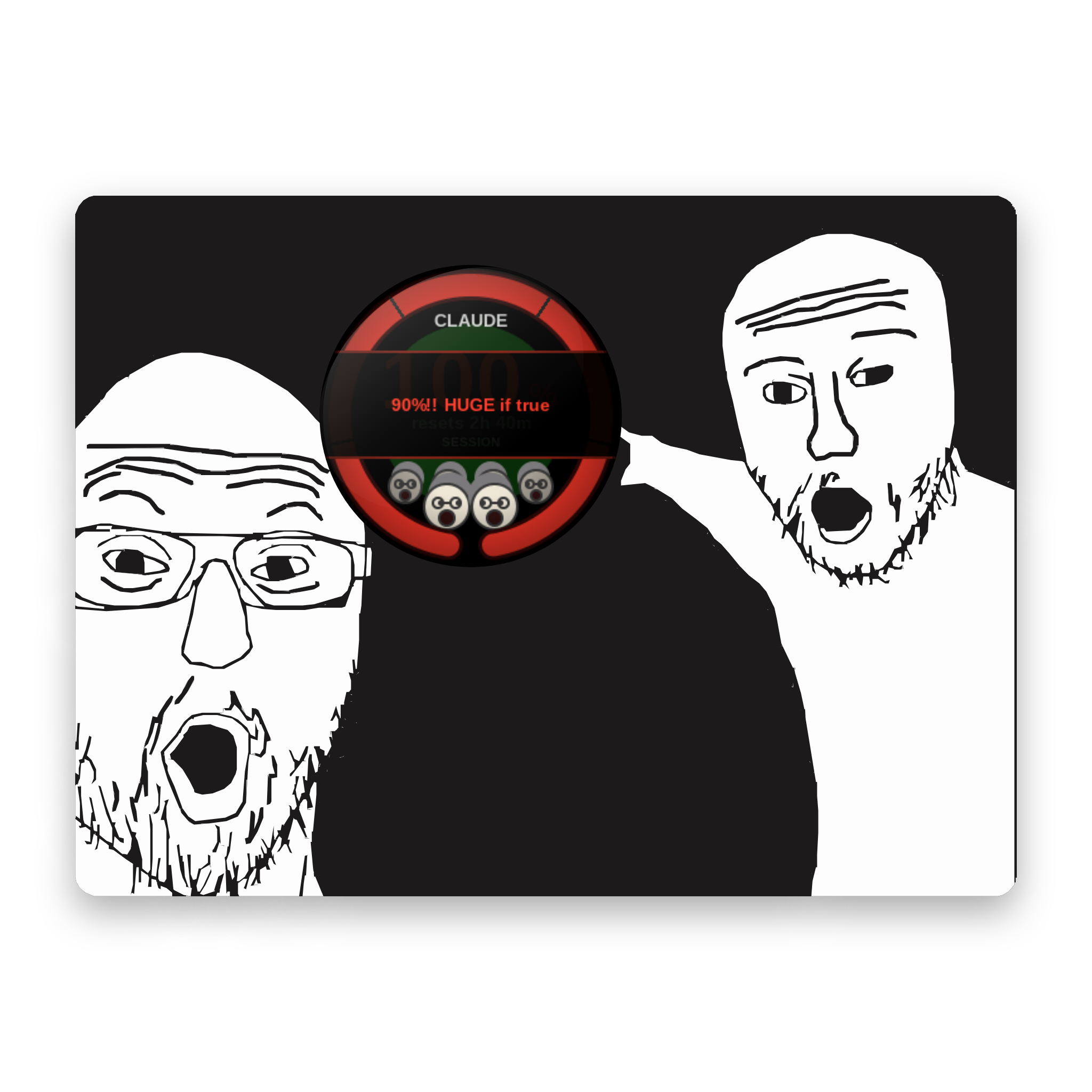 Griftmeter Soyjak with a line of snark on screen